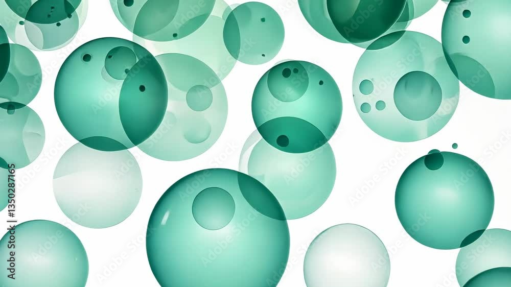Canvas Prints abstract teal bubbles floating on white background
