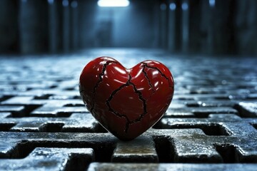 Illustrate a heart-shaped maze, representing the complexities and strategies of customer retention.