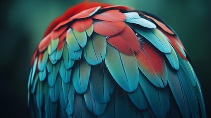 Vibrant Macaw Feathers Close-Up, Jungle Background