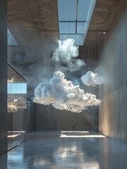 Cloudscape Interior: Modern Concrete Hall.
