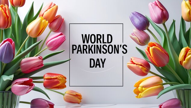 Colorful tulips celebrating World Parkinson's Day, symbolizing hope and awareness.