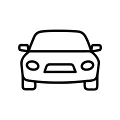 Front-facing compact car icon in flat design  