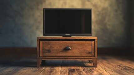 Modern Flat Screen TV on Rustic Wooden Stand