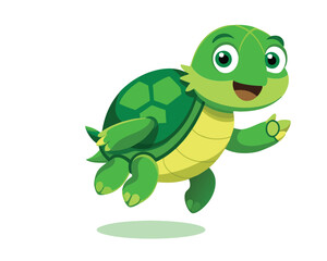 Fototapeta premium Cute Green Cartoon Turtle Illustration