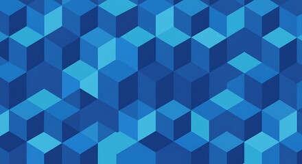 Abstract Cubes Background in Varied Shades of Blue for Modern Design