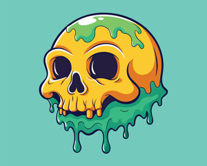 Dripping Skull Illustration. A Colorful Digital Art Design