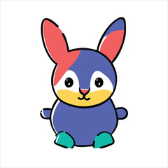 Obraz premium Cute Cartoon Bunny Illustration. Adorable Animal Character Design