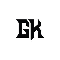 GK monogram logo design letter text name symbol monochrome logotype alphabet character simple logo