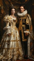 Naklejka premium Royal Couple Portrait with Baroque Style.
