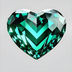 Emerald Green Crystal Heart &ndash; 3D Rendered Gemstone. This image is ideal for graphic designers, digital marketers, product branding experts, luxury brands, jewelry designers, and content creators.