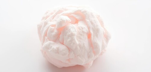 Obraz premium Single fluffy marshmallow, pure white background, soft focus, yummy, close up