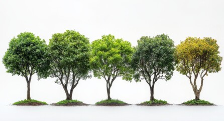 Fototapeta premium Green trees are used to make landscape clipart on transparent backgrounds 3d render png