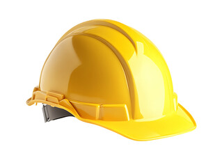 Fototapeta premium Shiny Yellow Hard Hat with Black Brim on Transparent Background, PNG