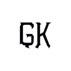 GK monogram logo design letter text name symbol monochrome logotype alphabet character simple logo