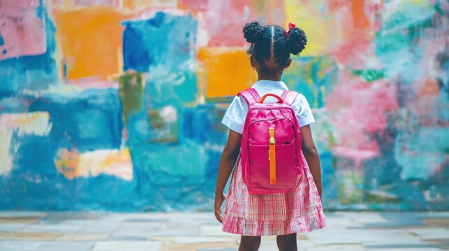 African American girl first day of school year