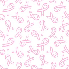 Breast cancer month seamless pink ribbon day mammogram pattern for medical accessories and medicine textiles
