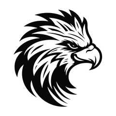 A powerful and majestic silhouette of a griffin head, featuring sharp beak, fierce eyes, and noble details. Perfect for fantasy-themed designs, gaming logos, heraldic emblems, and mythical artwork.