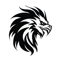 A powerful and majestic silhouette of a griffin head, featuring sharp beak, fierce eyes, and noble details. Perfect for fantasy-themed designs, gaming logos, heraldic emblems, and mythical artwork.