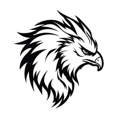 A powerful and majestic silhouette of a griffin head, featuring sharp beak, fierce eyes, and noble details. Perfect for fantasy-themed designs, gaming logos, heraldic emblems, and mythical artwork.