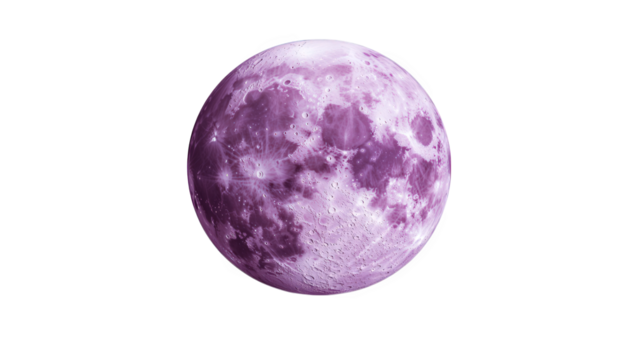 a stylized depiction of a purple moon emphasizing its texture and spherical form against a plain background artistic representation can be used for creative projects or visual themes