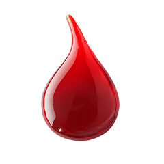 Red liquid drop on black background glossy vibrant