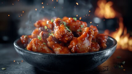 Irresistible buffalo wings covered in tangy zesty sauce high resolution image