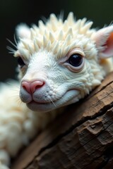 Obraz premium Close-up albino boa on driftwood, showing detail , animal, wood