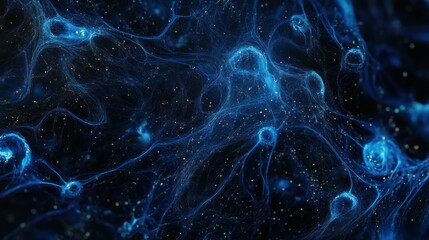 Abstract digital illustration of glowing particles and nebulae, suitable for scientific or technology backgrounds
