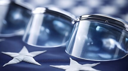 Protective face shields on American flag.