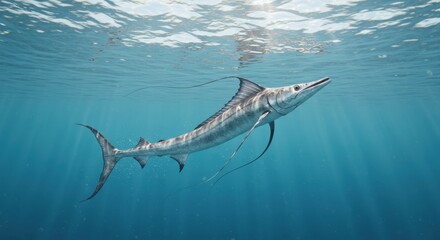 Magnificent Underwater Encounter with a Majestic Fish in Clear Blue Ocean Waters