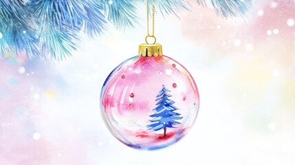 Fototapeta premium Glass Ornament Winter Wonderland Festive Card