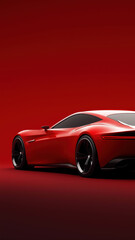 Obraz premium Minimalist red concept car phone wallpaper with a smooth rear side view in gradient red tones for a sleek, modern vibe.