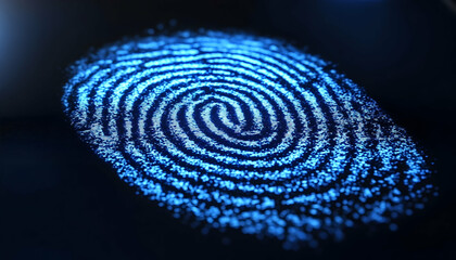 Abstract digital representation of biometric fingerprint scanning technology