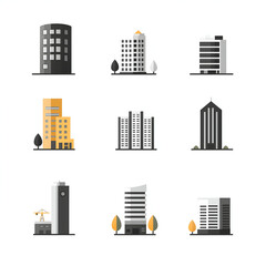 Obraz premium Modern Urban Skyscraper Architecture: Minimalistic Vector Illustration for Sustainable Cityscapes