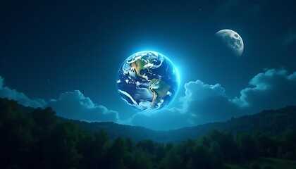 An artistic Earth portrayal, rich with verdant landscapes and varied ecosystems, advocating for environmental preservation and the importance of biodiversity