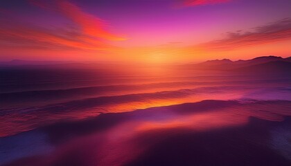 Fototapeta premium Warm sunset gradient with rich orange blending into magenta and deep violet, creating a vibrant, dramatic, and atmospheric background perfect for digital or design projects.