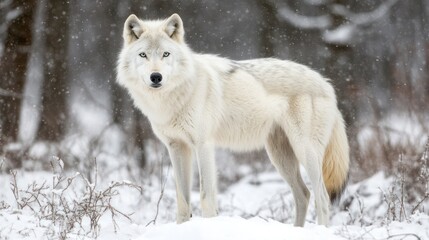 Obraz premium Arctic wolf snowy forest winter wildlife