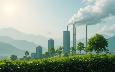 Carbon emission reduce, Green business responsibility sustainable environment development for net zero, Low carbon economy concept. Co2, Carbon footprint report and carbon neutral or offset.