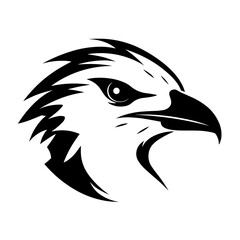 Obraz premium A sleek and minimalistic silhouette of a gull head, highlighting its distinctive beak and streamlined shape. Ideal for coastal designs, wildlife illustrations, nautical themes