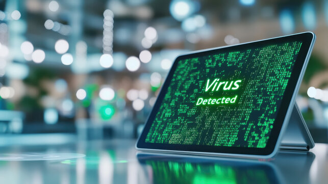 Cybersecurity alert: virus detected on network through code screen display