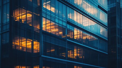 Illuminated Office Building Night Exterior Cityscape