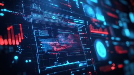 Fototapeta premium Digital data streams flow on screen