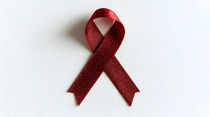 Crimson Awareness: A striking, close-up shot of a vibrant red ribbon, symbolizing awareness and support, perhaps for a specific cause.