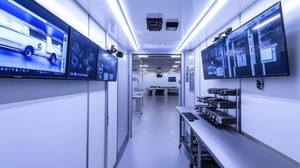 Obraz premium High-Tech Mobile Command Center with Advanced Monitoring Systems