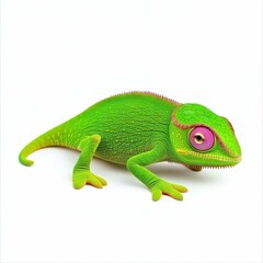 A vibrant chameleon stands out against a clean white backdrop, showcasing its stunning colors and unique features.