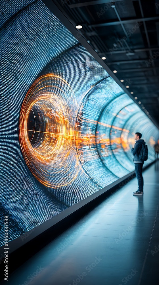 Poster man in tunnel, large screen
