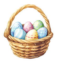 PNG Basket with pastel Easter eggs illustration easter celebration.