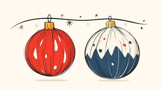 Christmas baubles with red, white, and blue.