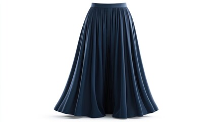 Navy blue maxi skirt, studio shot, white background, fashion e-commerce