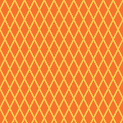Fototapeta premium Vibrant orange diamond pattern background with yellow accents, geometric texture for design elements, graphic art, textile, wallpaper, decoration, invitations, posters, and more.